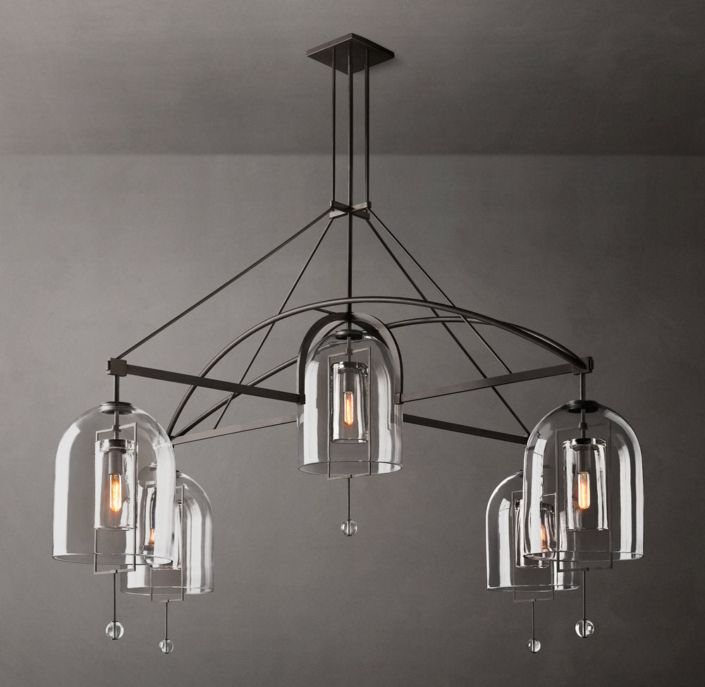 Grand Blown Glass Brass Orb Chandelier