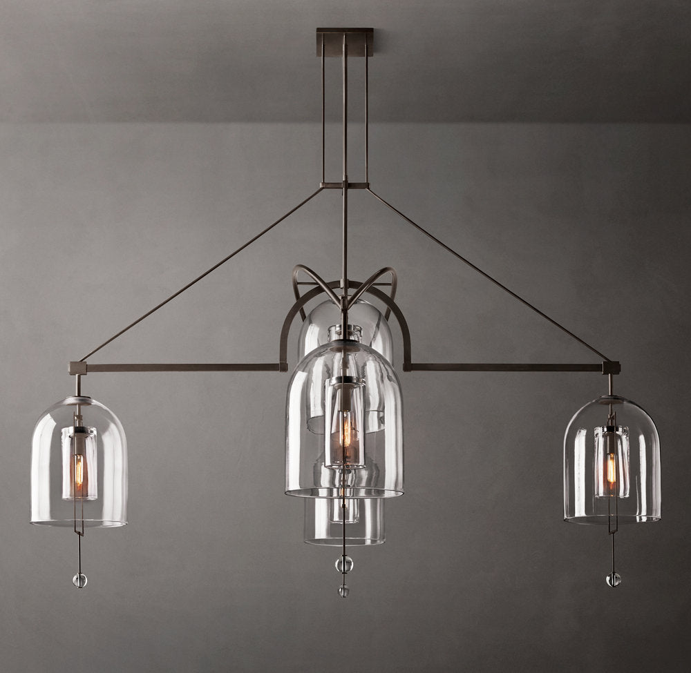 Grand Blown Glass Brass Orb Chandelier