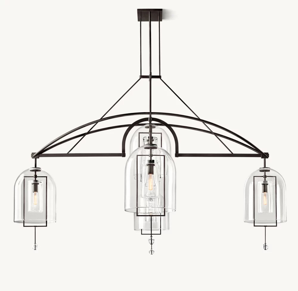 Grand Blown Glass Brass Orb Chandelier