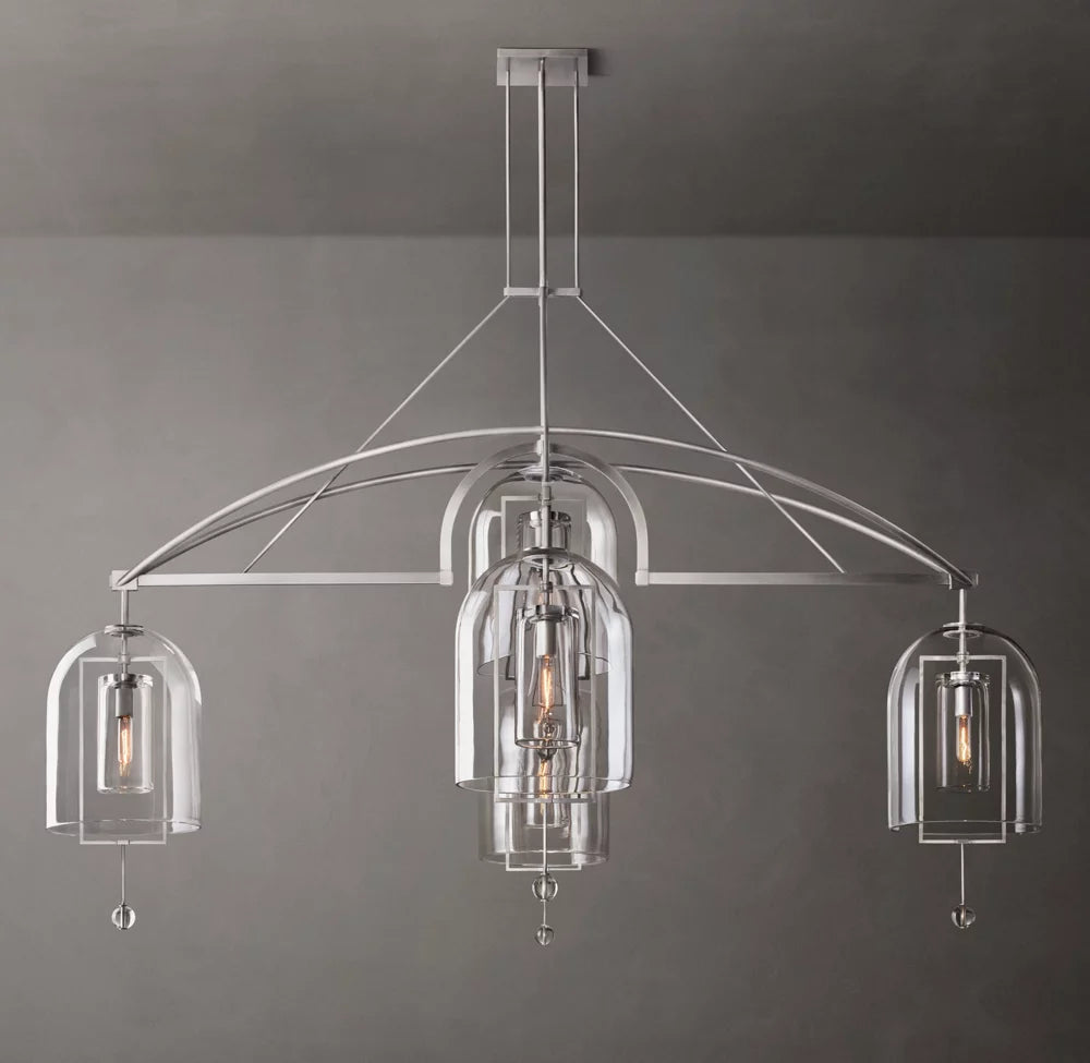 Grand Blown Glass Brass Orb Chandelier