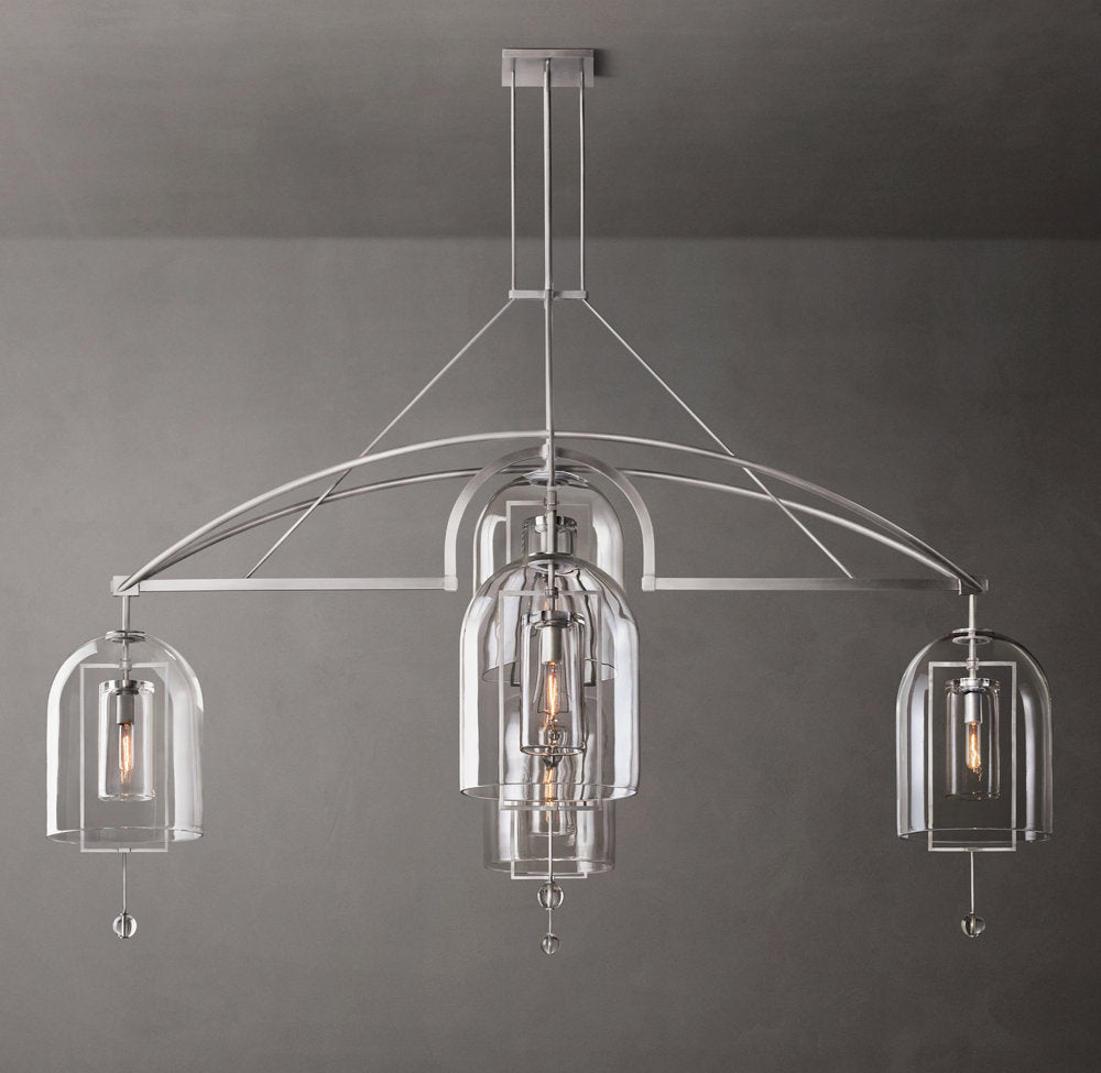 Grand Blown Glass Brass Orb Chandelier