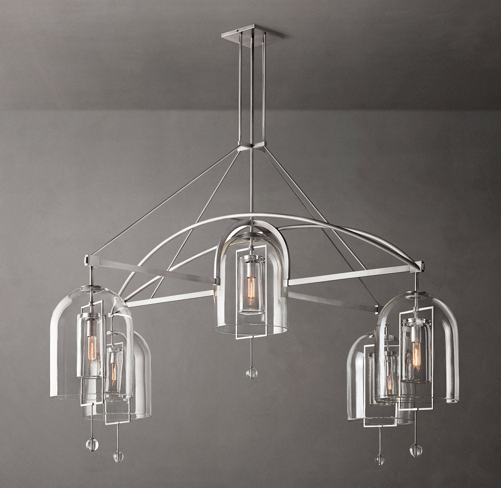 Grand Blown Glass Brass Orb Chandelier