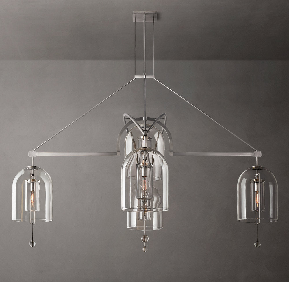 Grand Blown Glass Brass Orb Chandelier