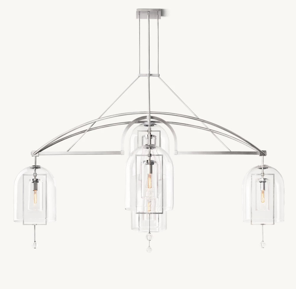 Grand Blown Glass Brass Orb Chandelier