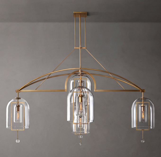 Grand Blown Glass Brass Orb Chandelier