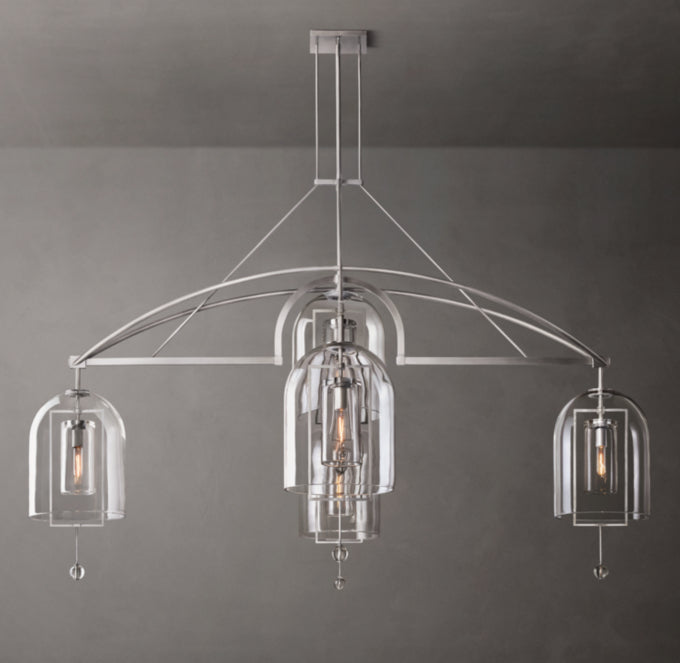 Grand Blown Glass Brass Orb Chandelier
