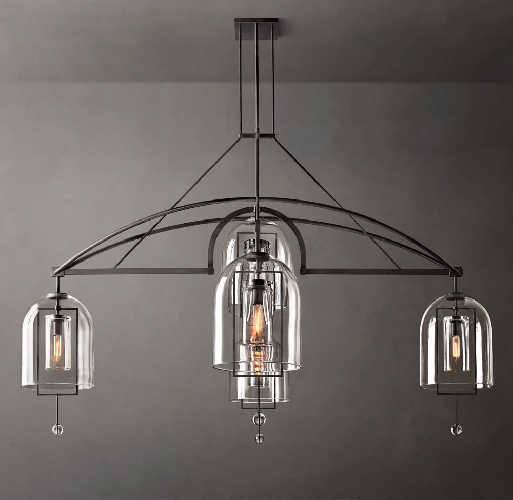 Grand Blown Glass Brass Orb Chandelier