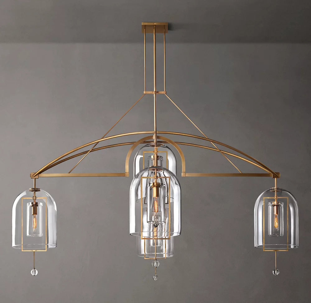 Grand Blown Glass Brass Orb Chandelier