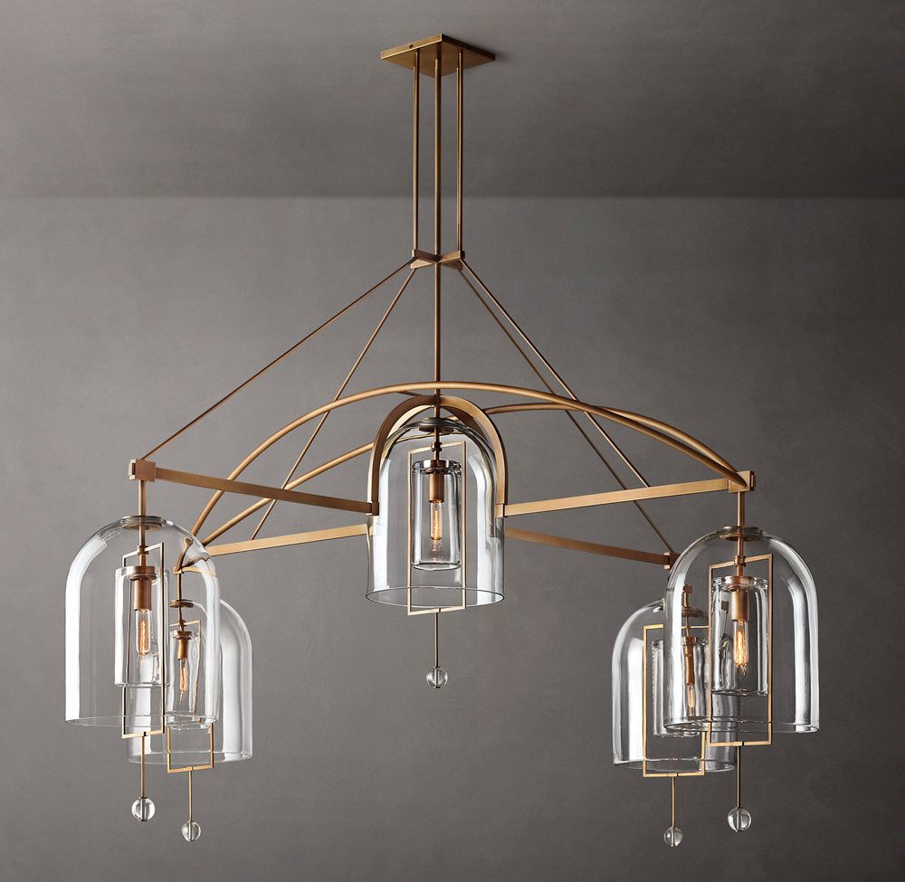 Grand Blown Glass Brass Orb Chandelier
