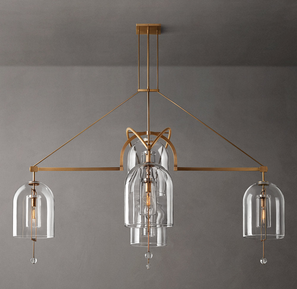 Grand Blown Glass Brass Orb Chandelier