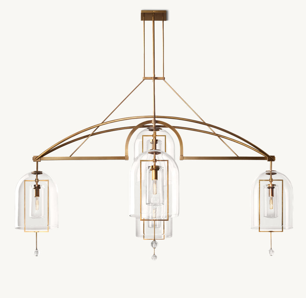 Grand Blown Glass Brass Orb Chandelier