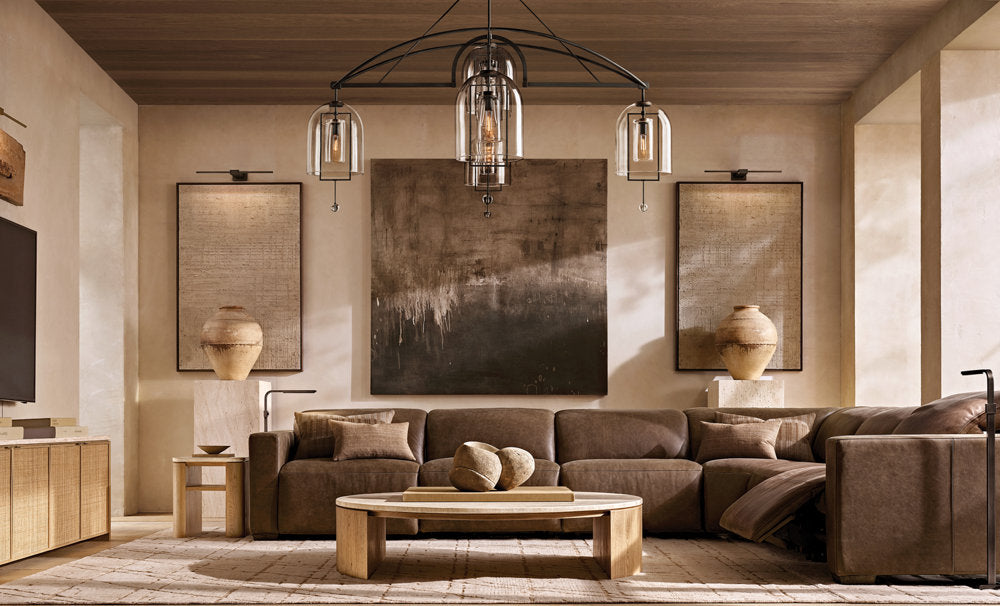 Grand Blown Glass Brass Orb Chandelier
