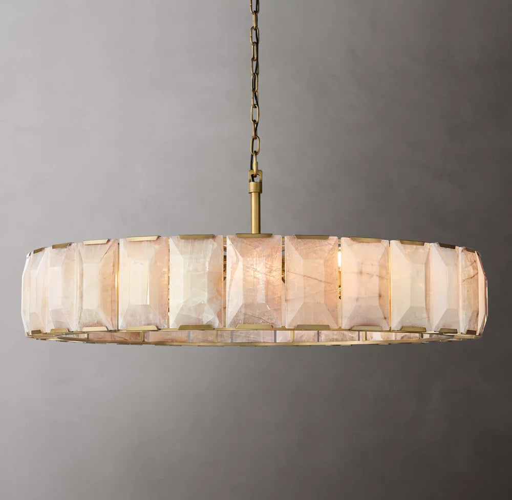 Grand Faceted Calcite Ring Chandelier