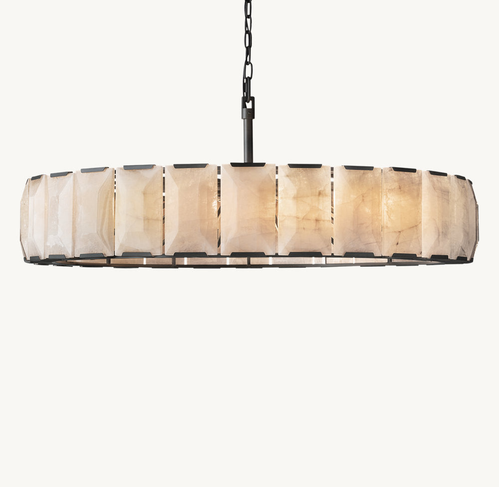 Grand Faceted Calcite Ring Chandelier