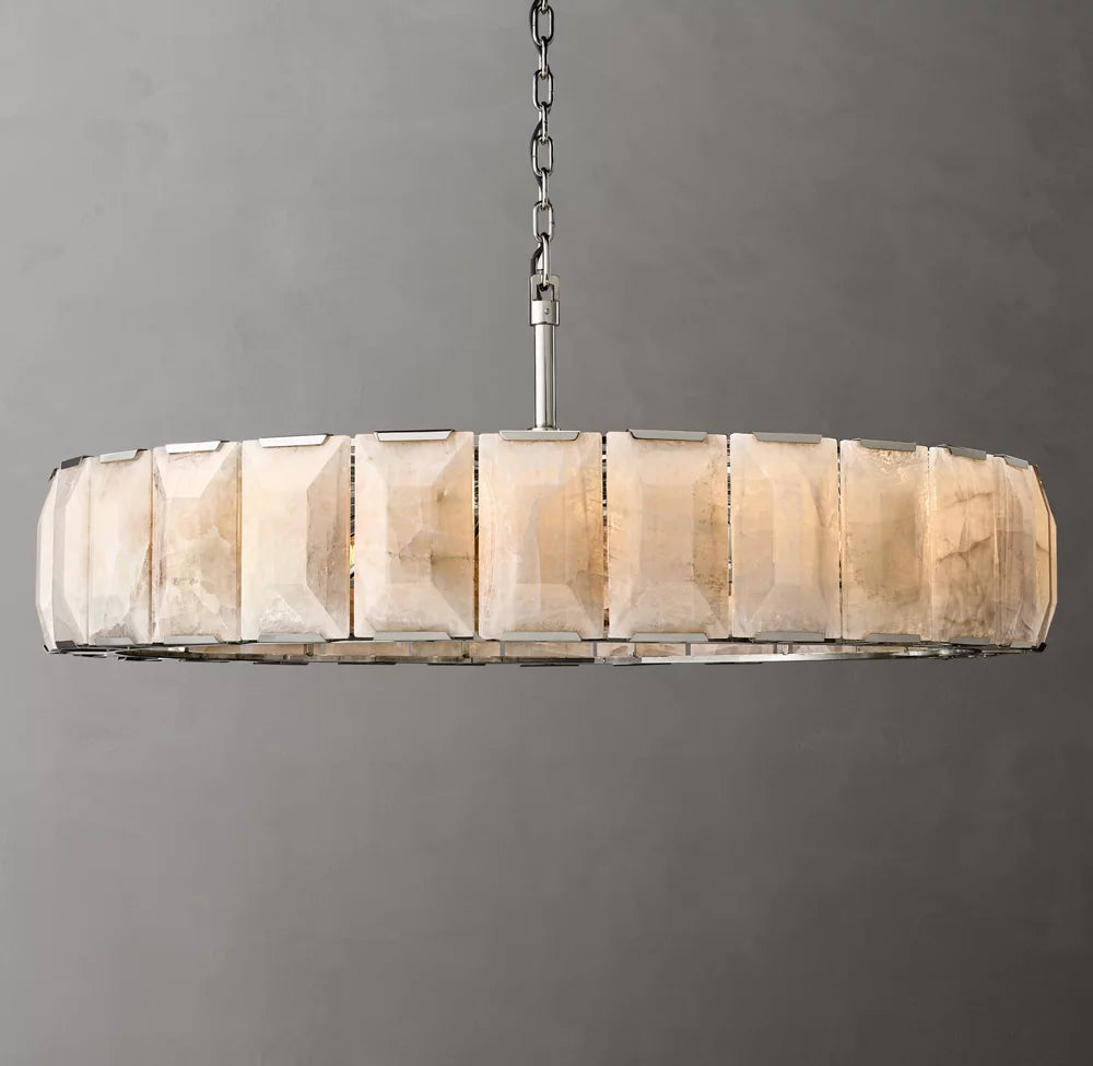 Grand Faceted Calcite Ring Chandelier
