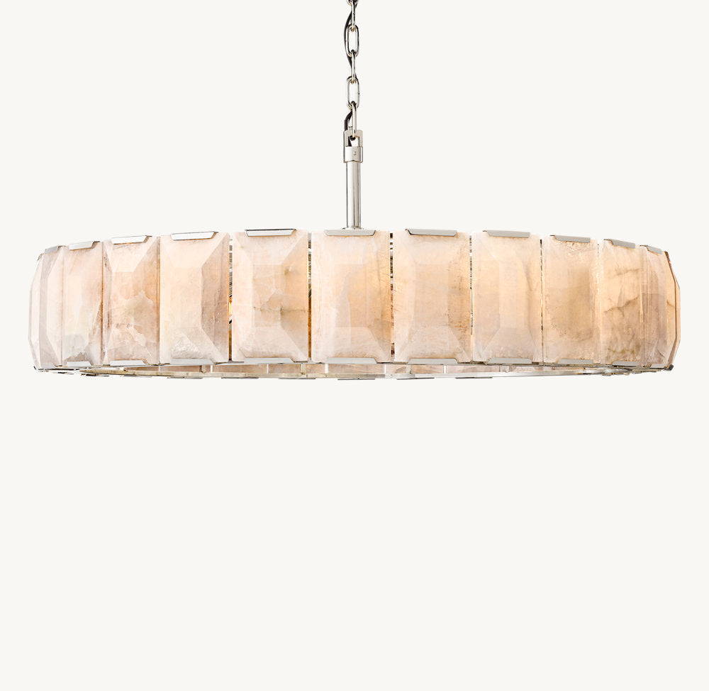 Grand Faceted Calcite Ring Chandelier