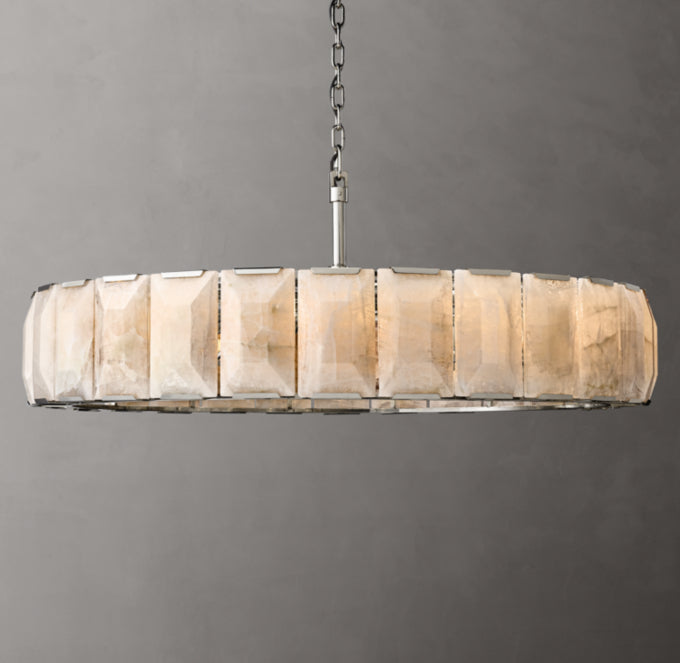 Grand Faceted Calcite Ring Chandelier