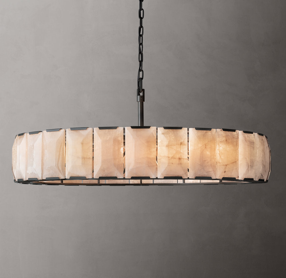 Grand Faceted Calcite Ring Chandelier