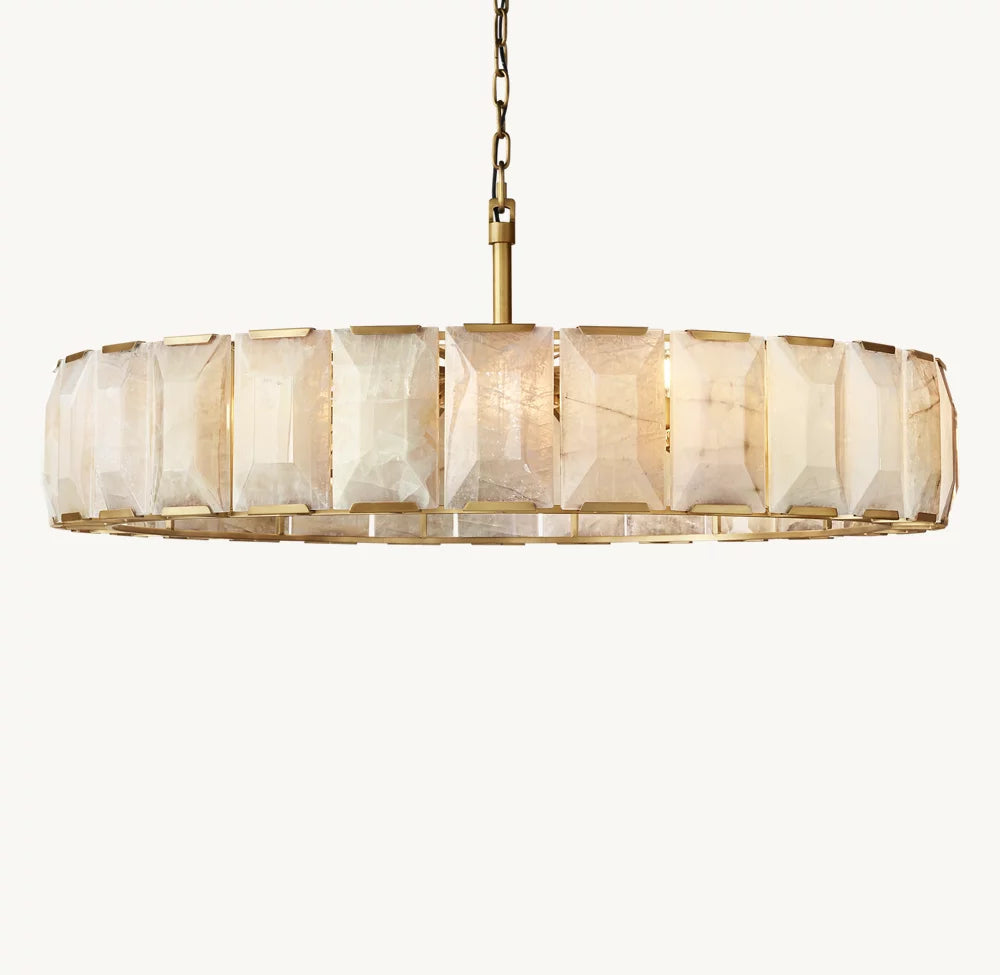 Grand Faceted Calcite Ring Chandelier