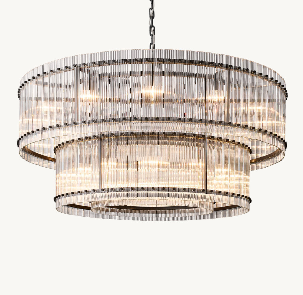 Grand Fluted Glass Tier Chandelier
