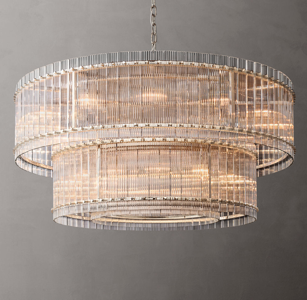 Grand Fluted Glass Tier Chandelier