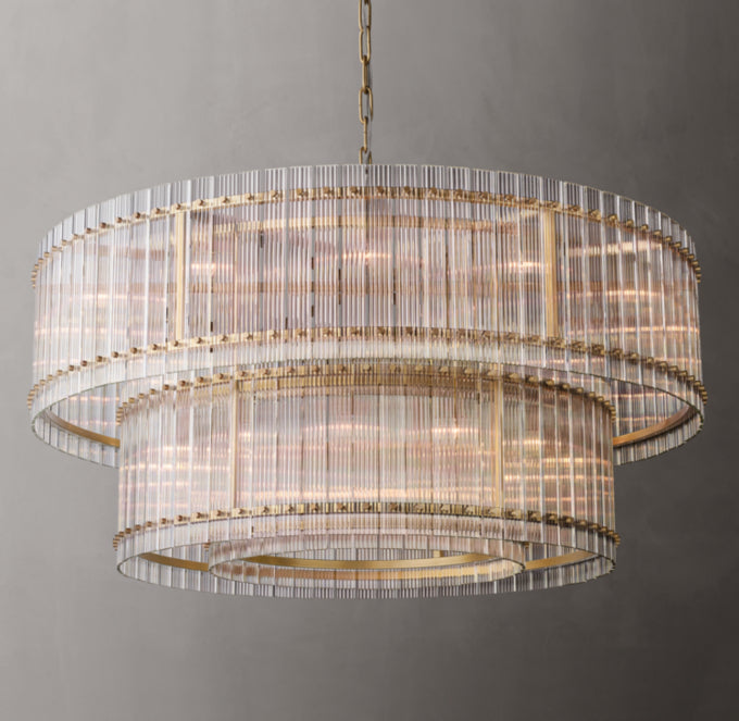 Grand Fluted Glass Tier Chandelier