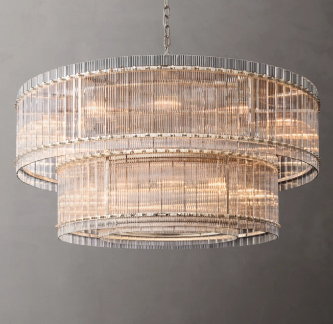 Grand Fluted Glass Tier Chandelier