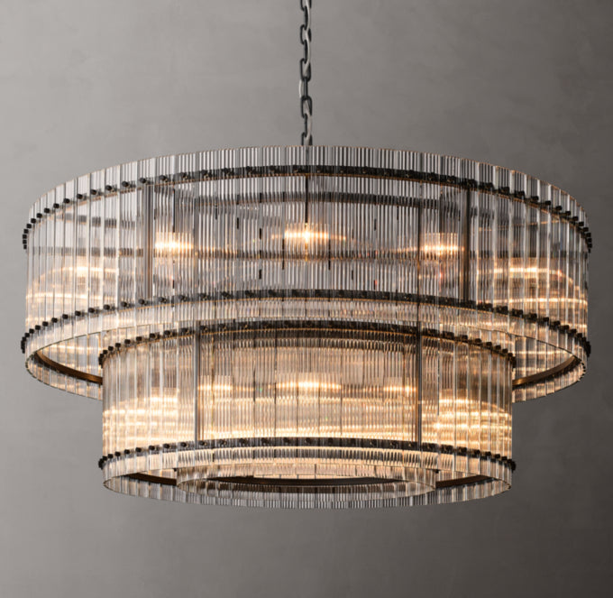Grand Fluted Glass Tier Chandelier