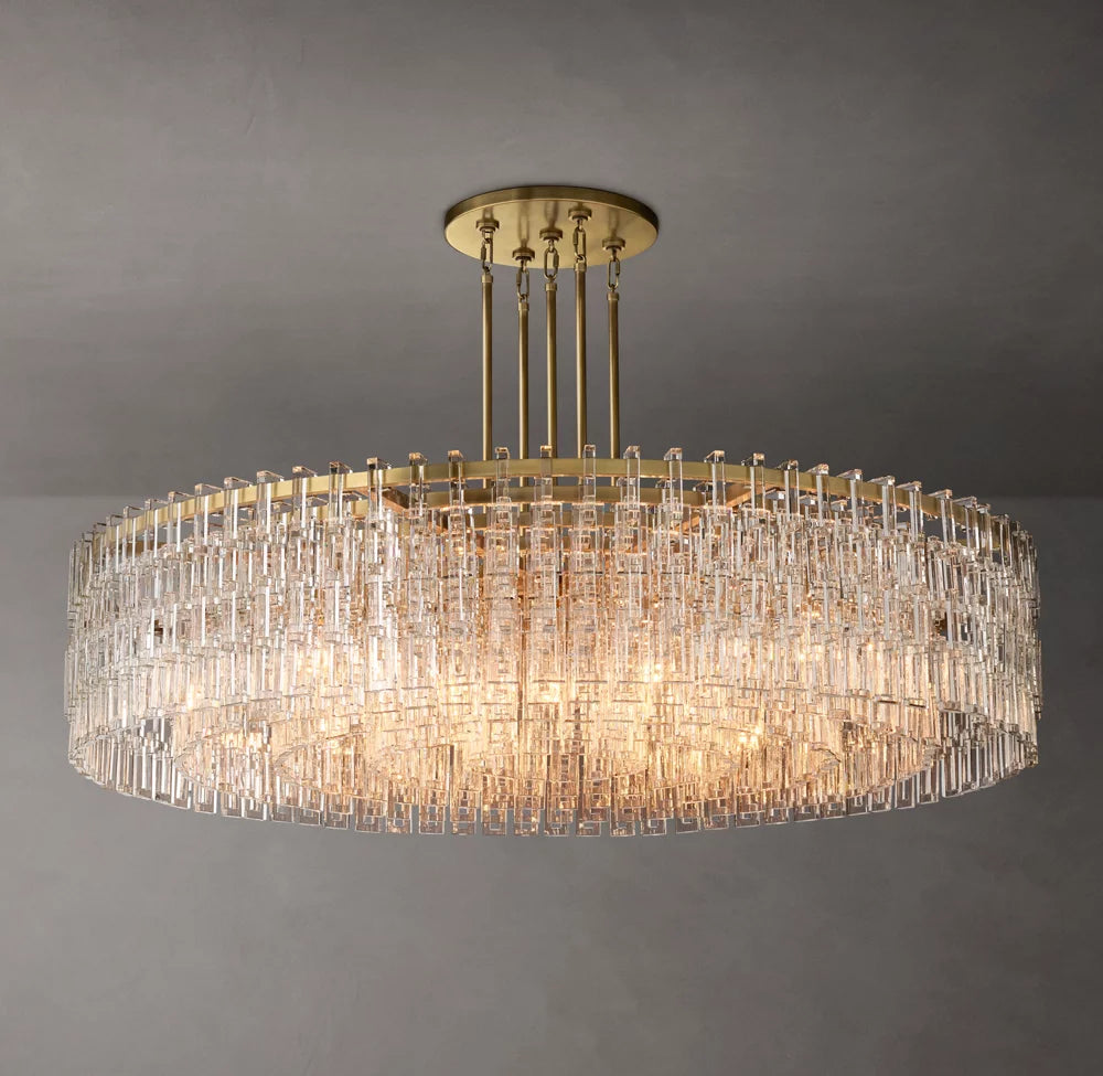 Grand Sand-Cast Crystal Link Chandelier