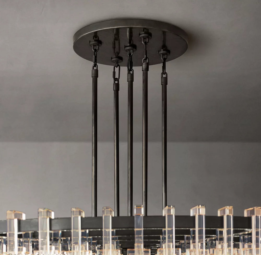 Grand Sand-Cast Crystal Link Chandelier