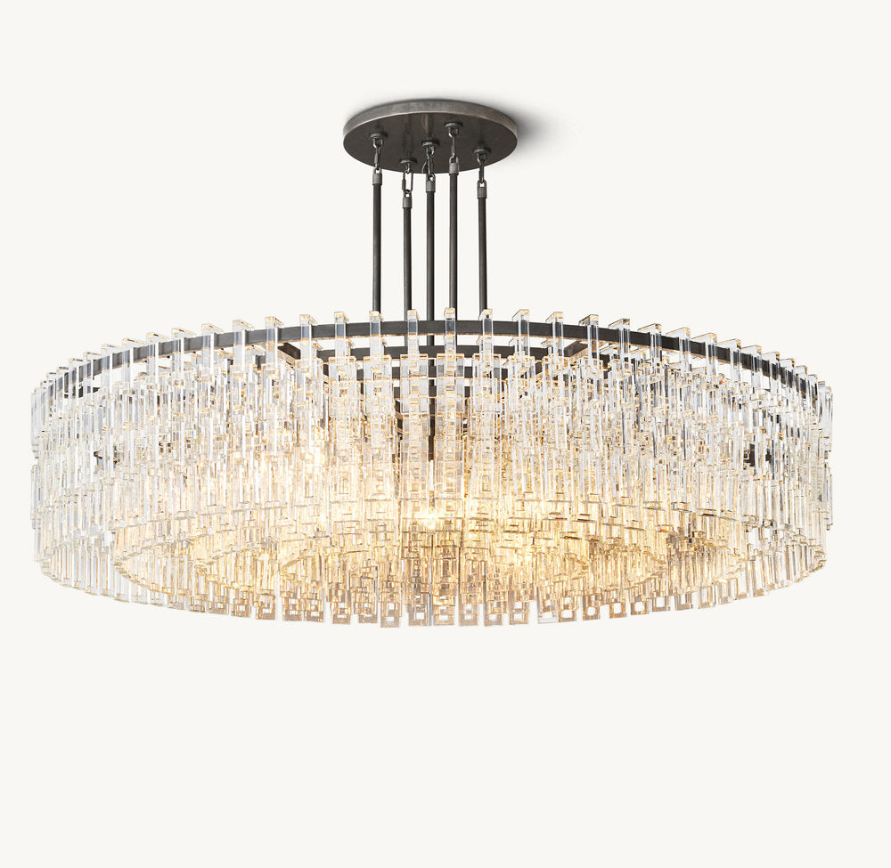 Grand Sand-Cast Crystal Link Chandelier