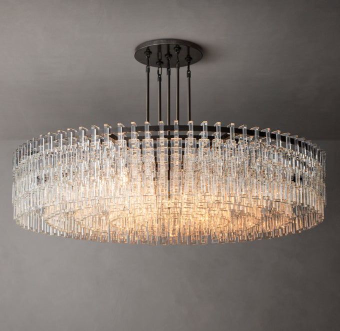 Grand Sand-Cast Crystal Link Chandelier