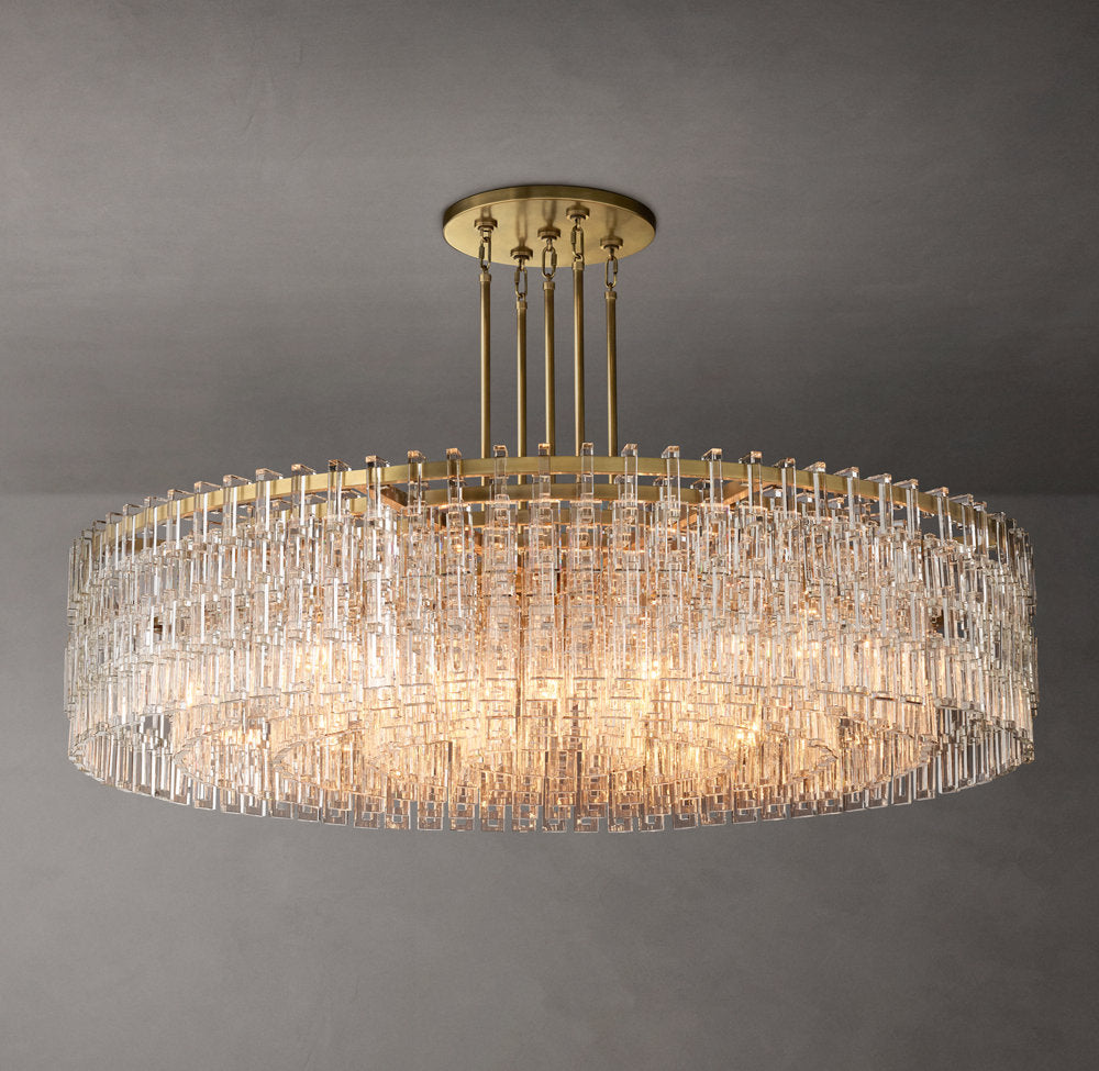 Grand Sand-Cast Crystal Link Chandelier