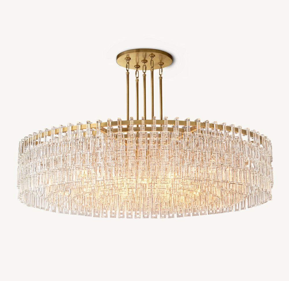 Grand Sand-Cast Crystal Link Chandelier