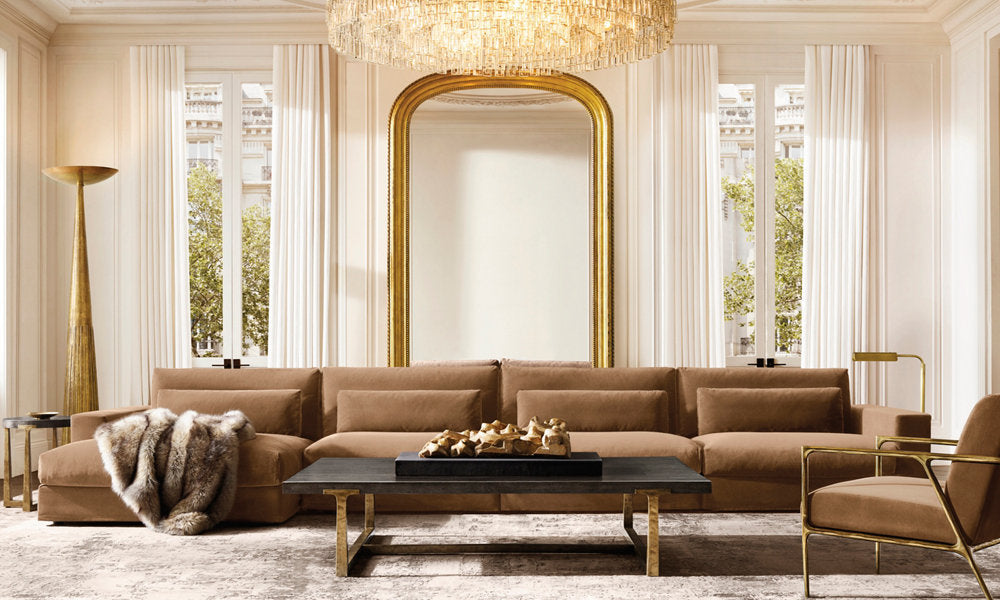 Grand Sand-Cast Crystal Link Chandelier