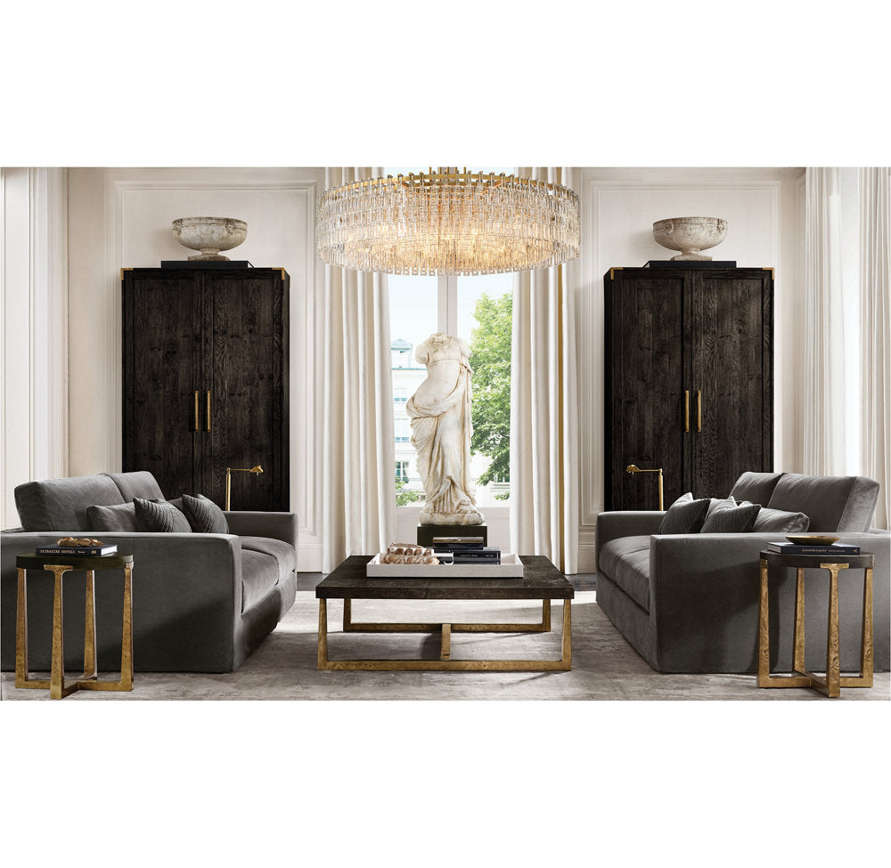 Grand Sand-Cast Crystal Link Chandelier