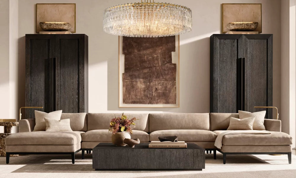 Grand Sand-Cast Crystal Link Chandelier