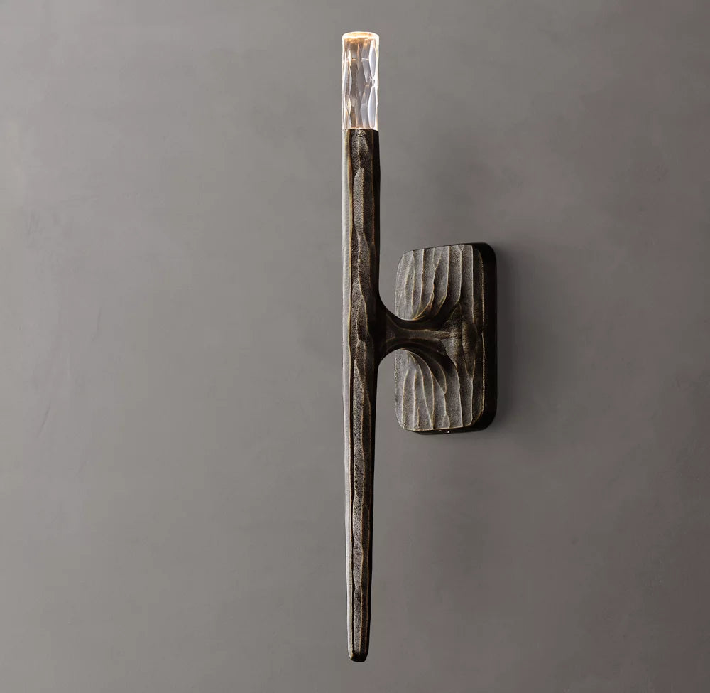 Hammered Metal Faceted Glass Sconce