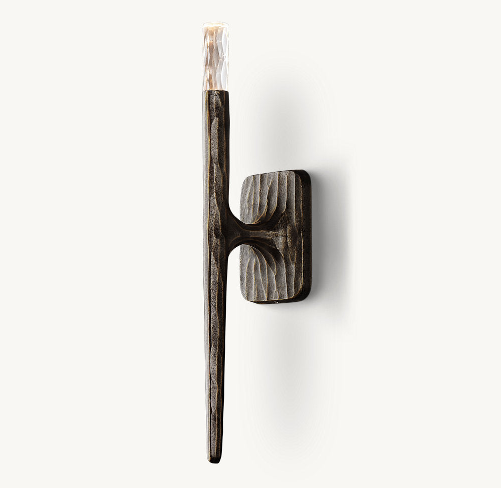 Hammered Metal Faceted Glass Sconce