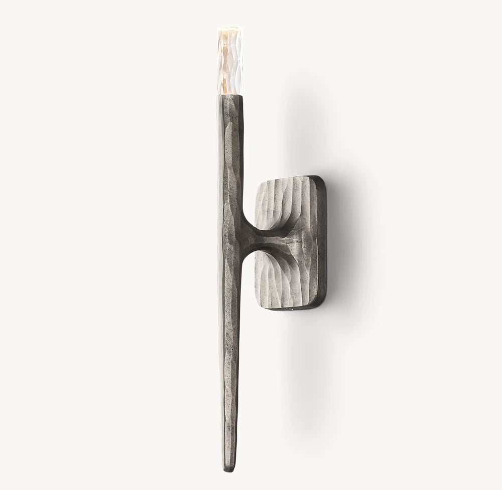 Hammered Metal Faceted Glass Sconce
