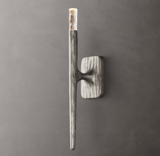 Hammered Metal Faceted Glass Sconce