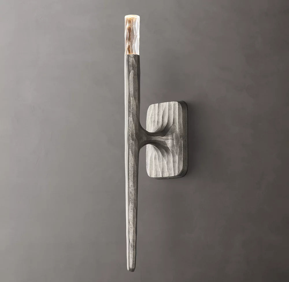Hammered Metal Faceted Glass Sconce