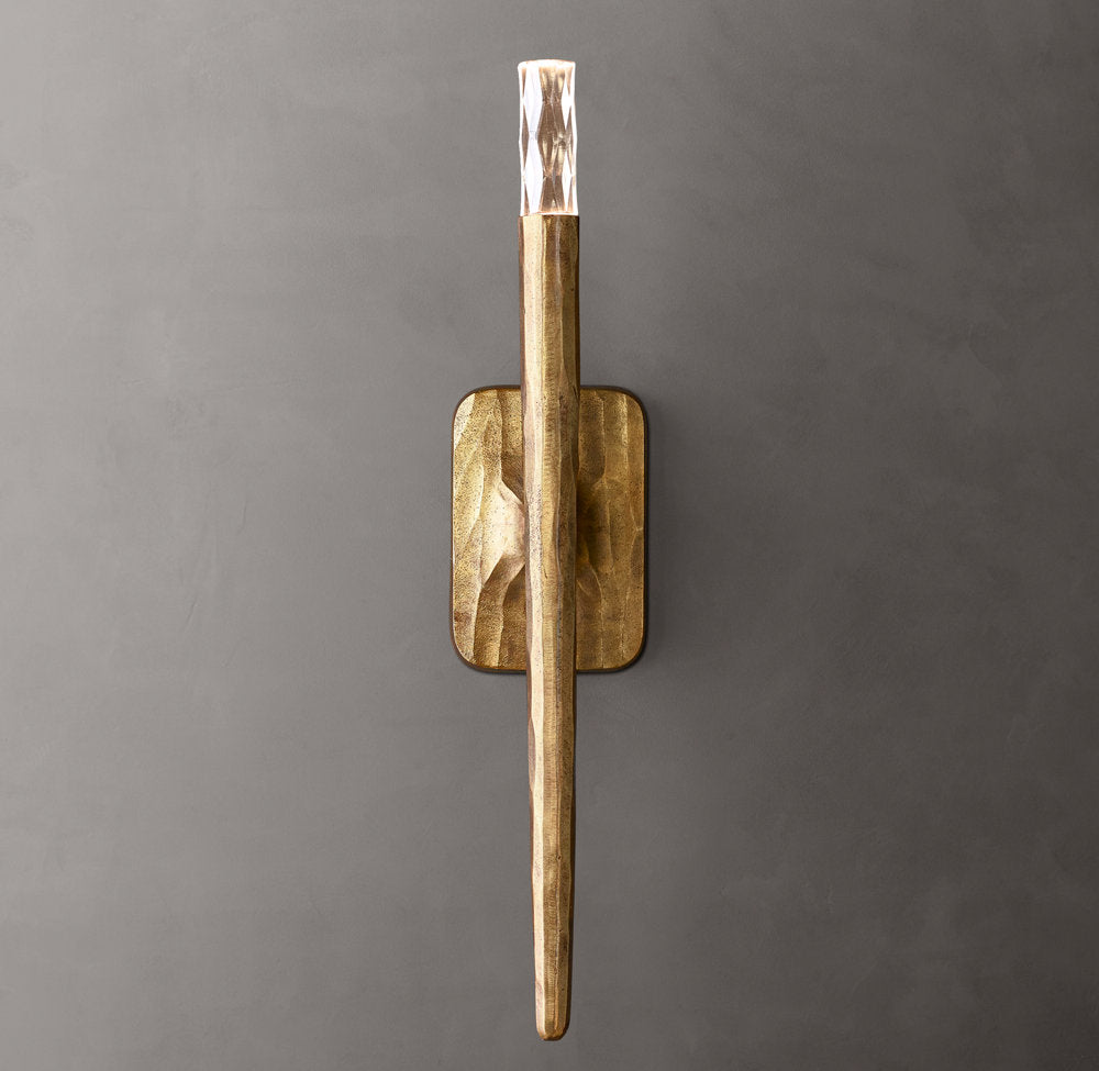 Hammered Metal Faceted Glass Sconce
