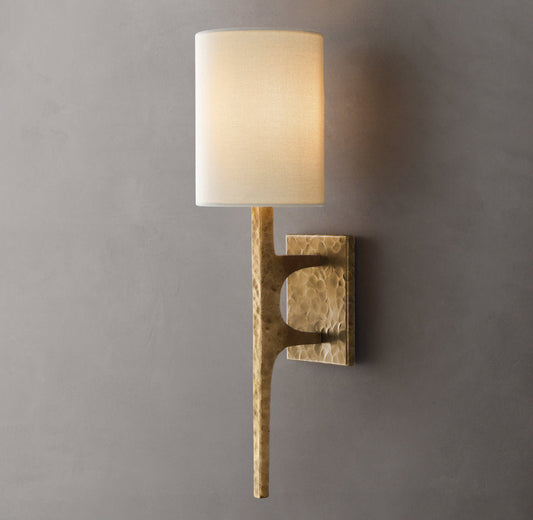 Hammered Metal Linen Cylinder Sconce
