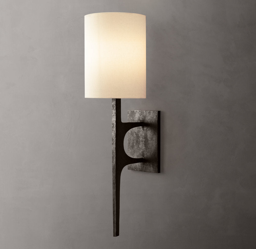 Hammered Metal Linen Cylinder Sconce
