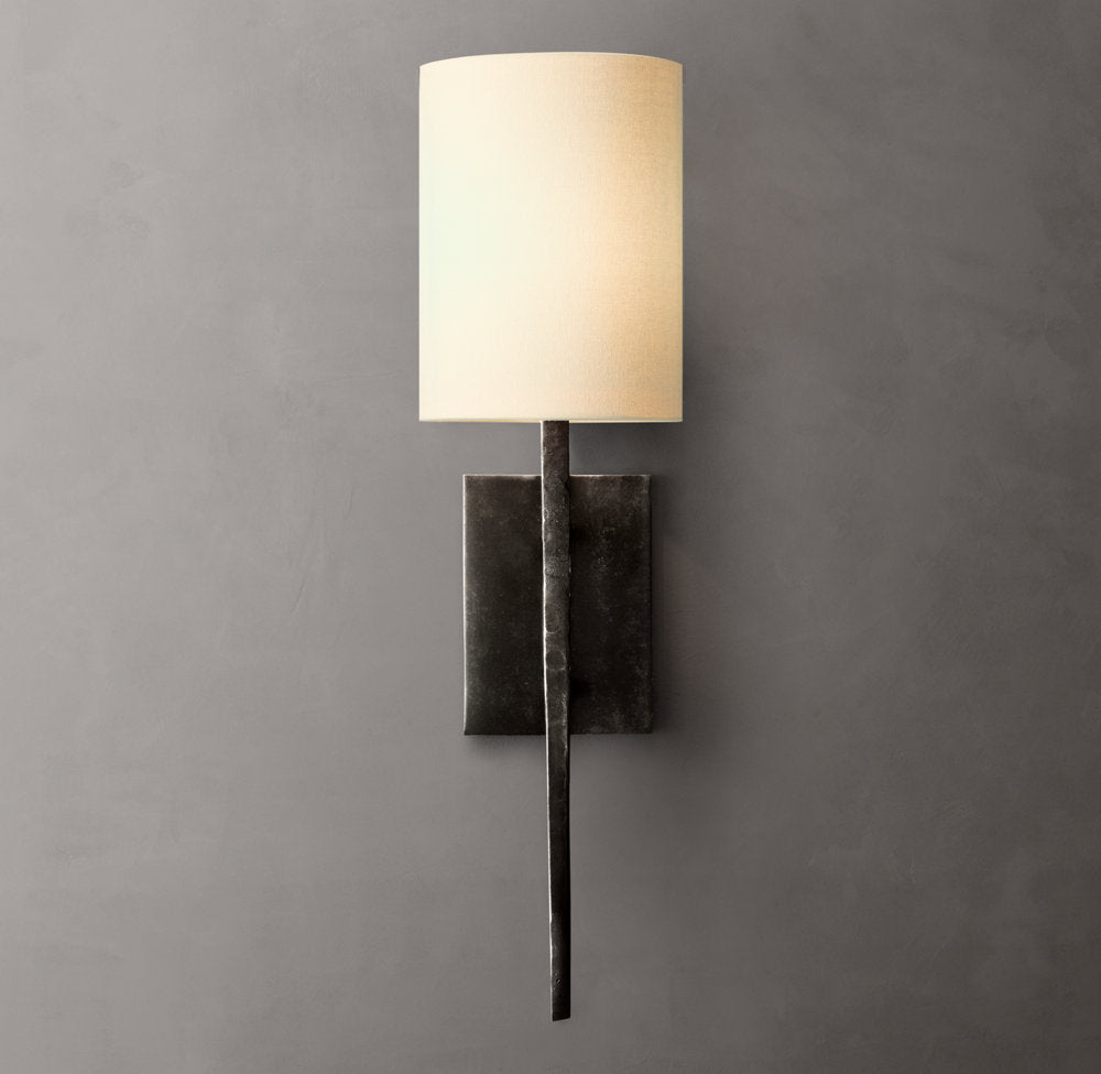 Hammered Metal Linen Cylinder Sconce