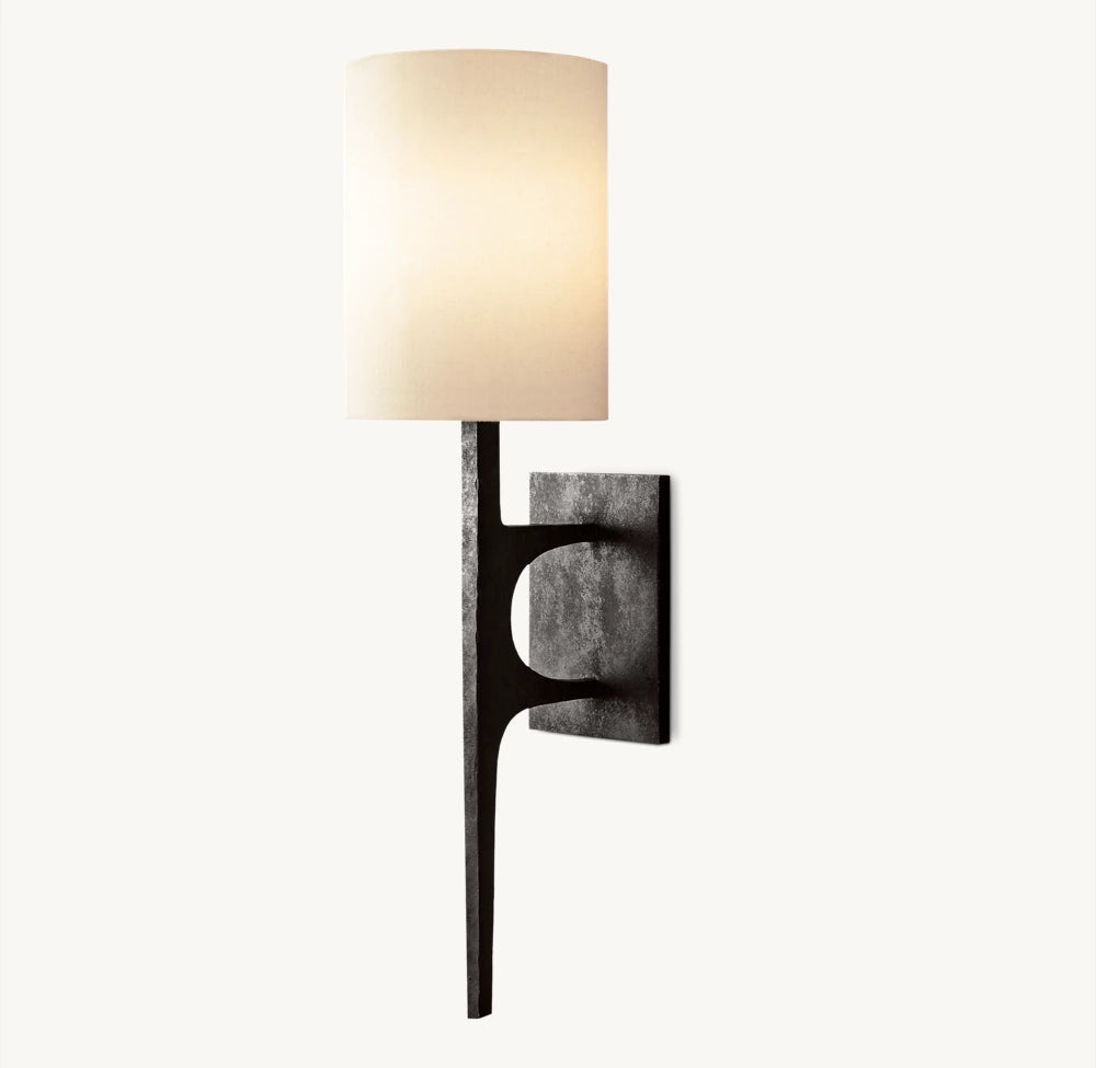 Hammered Metal Linen Cylinder Sconce