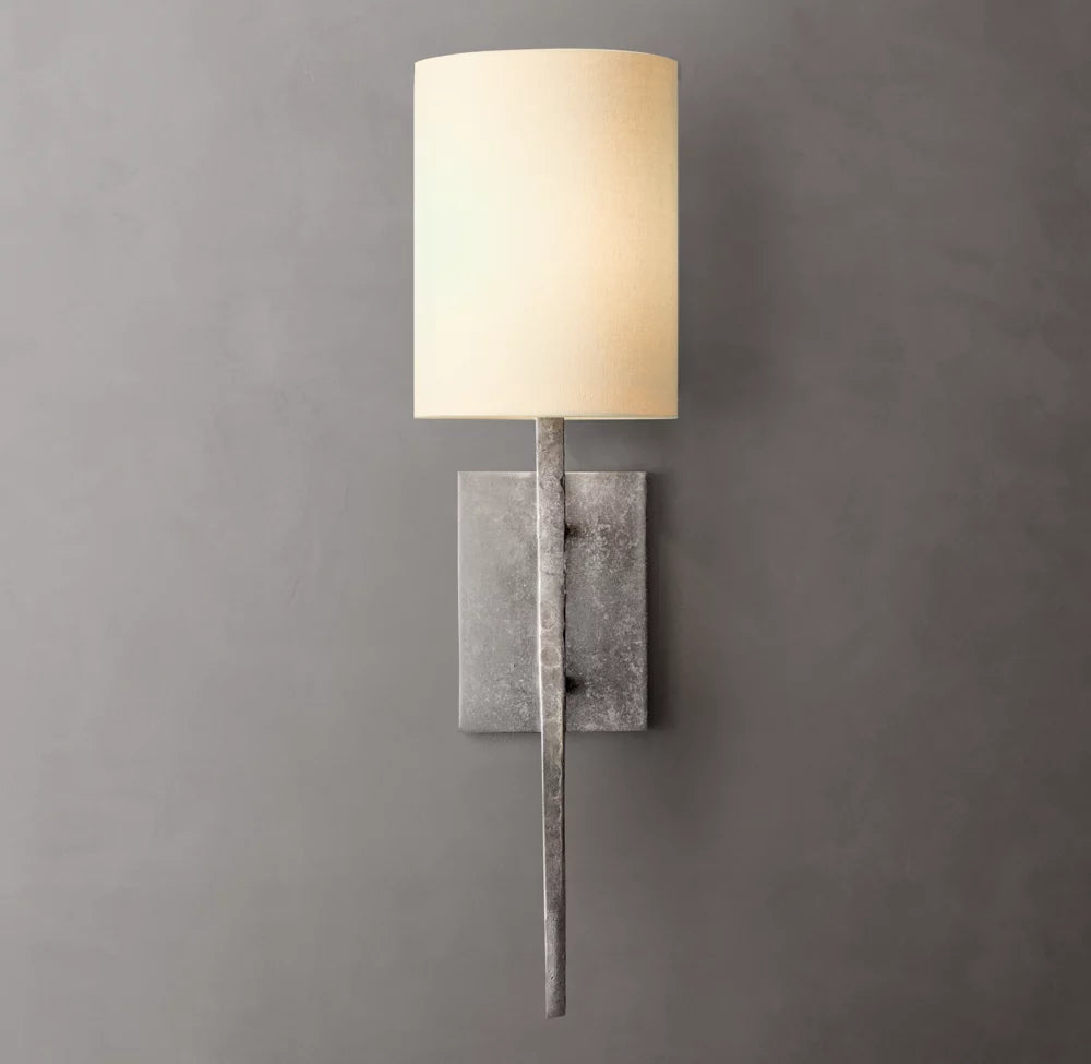 Hammered Metal Linen Cylinder Sconce