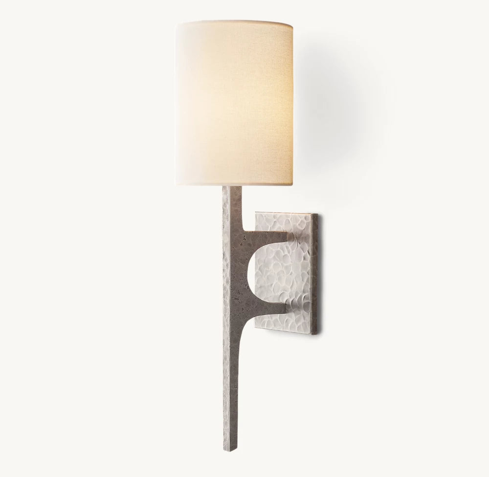 Hammered Metal Linen Cylinder Sconce