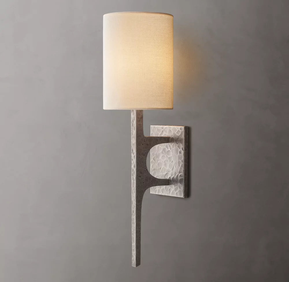 Hammered Metal Linen Cylinder Sconce